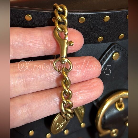 COACH BRASS CARRIAGE CHARM CHAIN LINK LOBSTER CLASP POPPY MEDALLION MINI HANGTAG - Picture 5 of 6